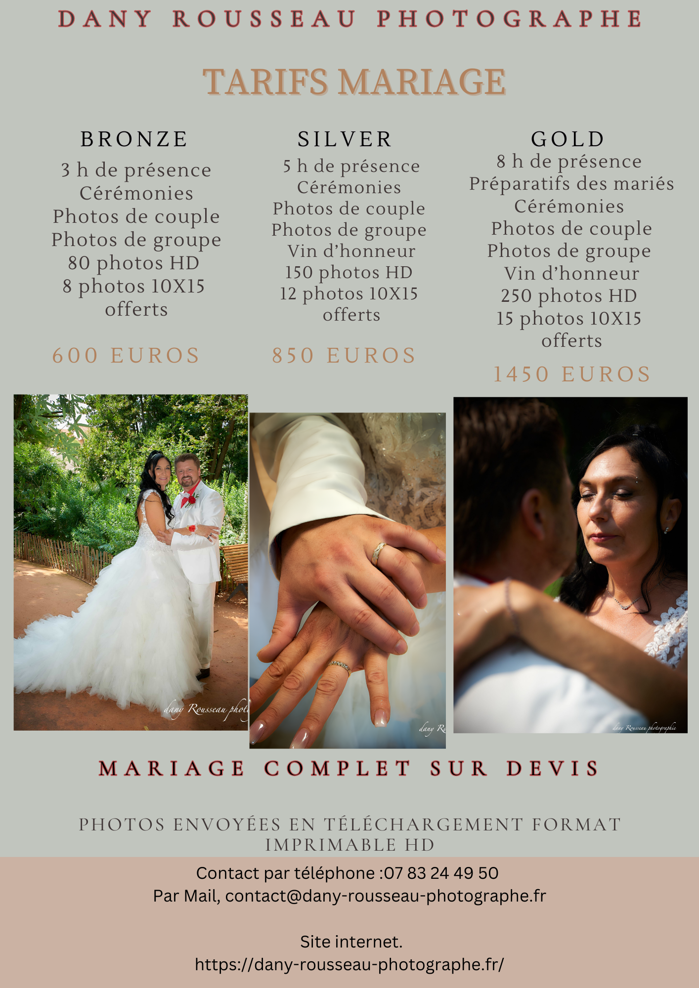 Tarifs mariages 2025